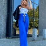 spodnie kobaltowe bawełna