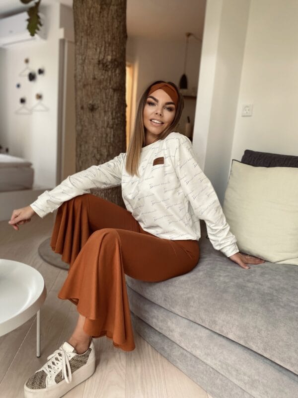 Cotton flared trousers - obrazek 4