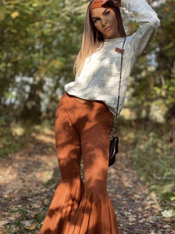 Cotton flared trousers - obrazek 5