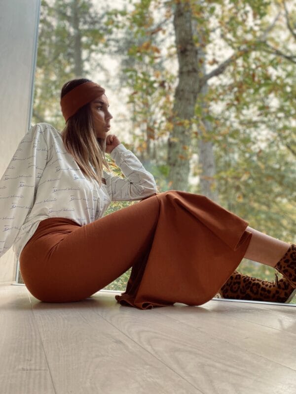 Cotton flared trousers - obrazek 8