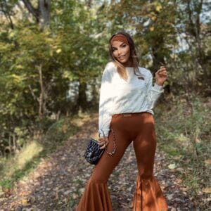 Cotton flared trousers