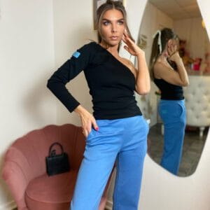 Blue ribbed pants