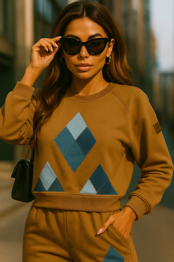 Eco vintage set – sweatshirt front with recycled denim