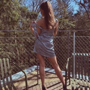 Satin Dress with Delicate Black Flowers