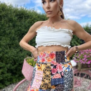 high-waisted pants patchwork