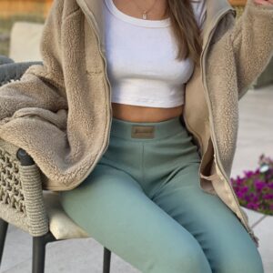 Safari Olive Leggings – Classic ribbed