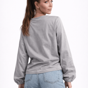Szara bluzka damska z długim rękawem | miękka, naturalna
