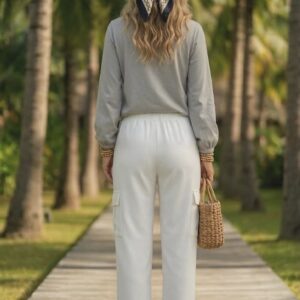 Szara bluzka damska z długim rękawem | miękka, naturalna