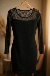Czarna koronkowa sukienka midi na wieszaku, Sensual Woman