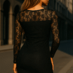 Czarna koronkowa sukienka midi Sensual Woman, widok z tyłu