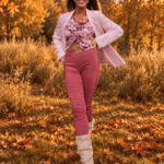 Damska bluzka bambusowa w kwiaty w jesiennej stylizacji – Sensual Woman